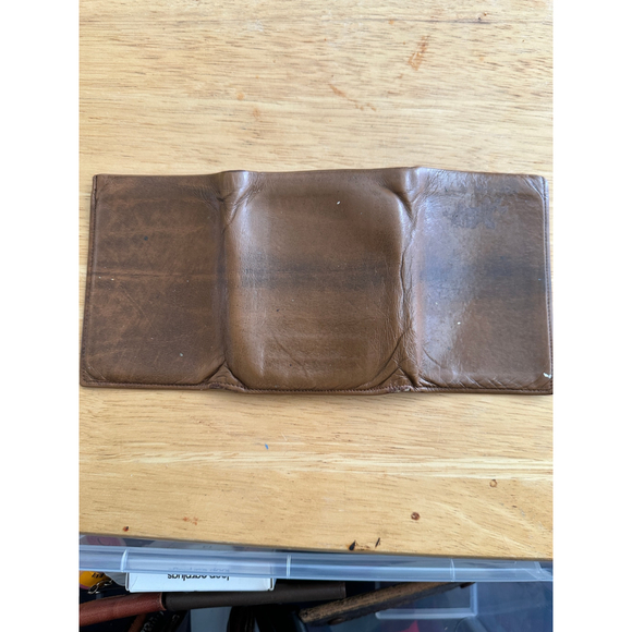 Vintage Norfolk Genuine Leather Trifold Wallet Brown Distressed Made in Canada - Picture 4 of 4